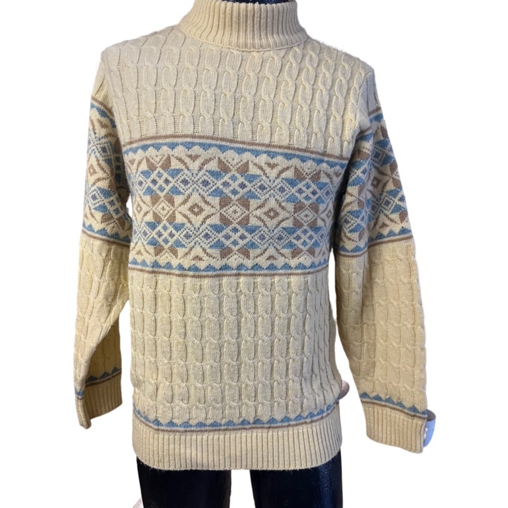 Vtg Lord Jeff Mens Fair Isle Knit Sweater Size Medium